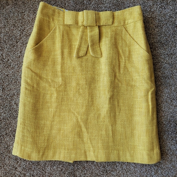 Milly Yellow Linen Pencil Skirt Size 6 pockets! - Picture 4 of 9
